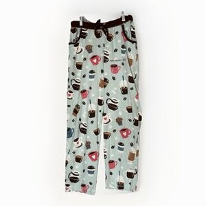 Lazy One Womens Pajama Pants Coffee‎ Print Size S Lounge Sleepwear